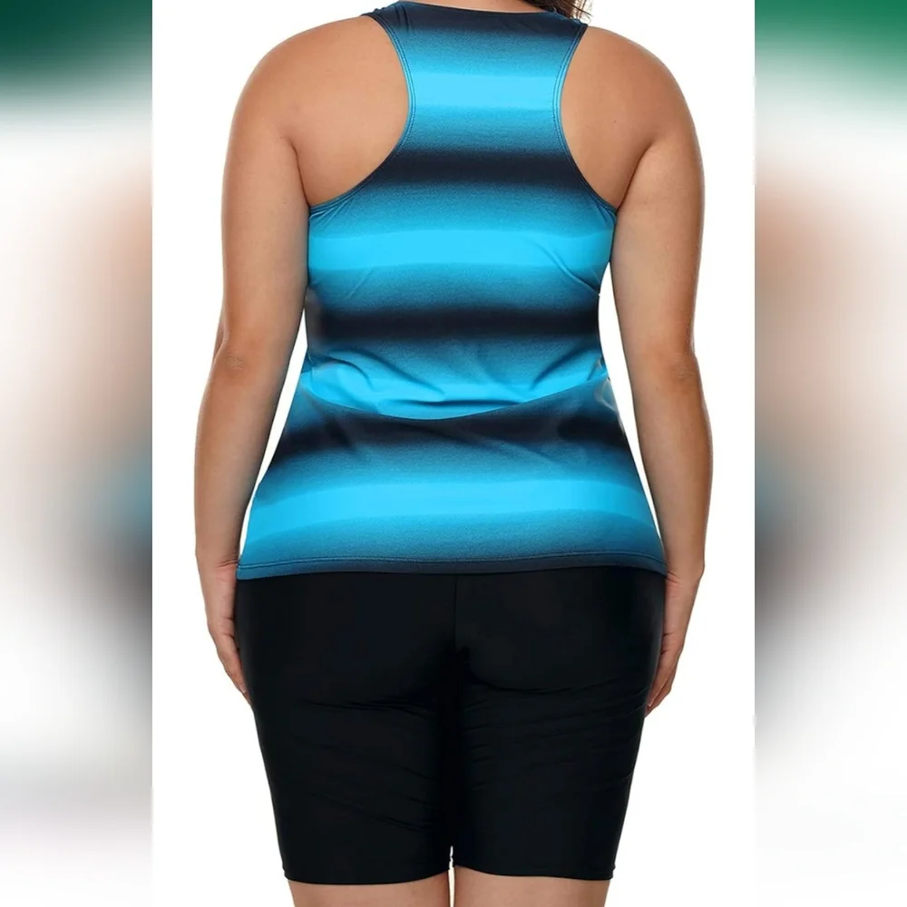 LALAGEN PLUS SIZE 2 Piece Rash Guard Tankini Swimsuit